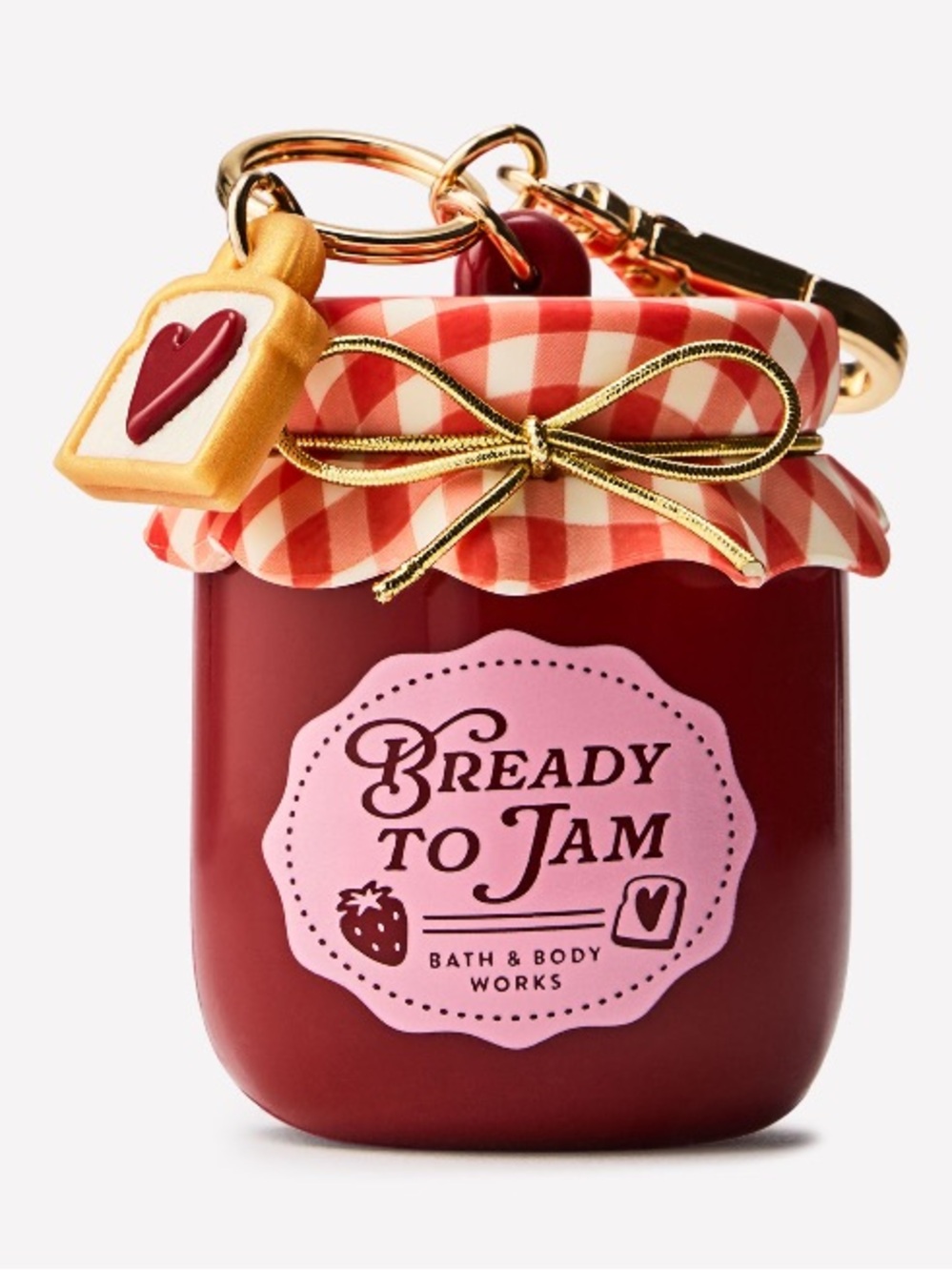 2-pc “JAM JAR” PocketBac Holder w/ Charm & Gold Tone Clip + Hand Gel, B&BW, NWT